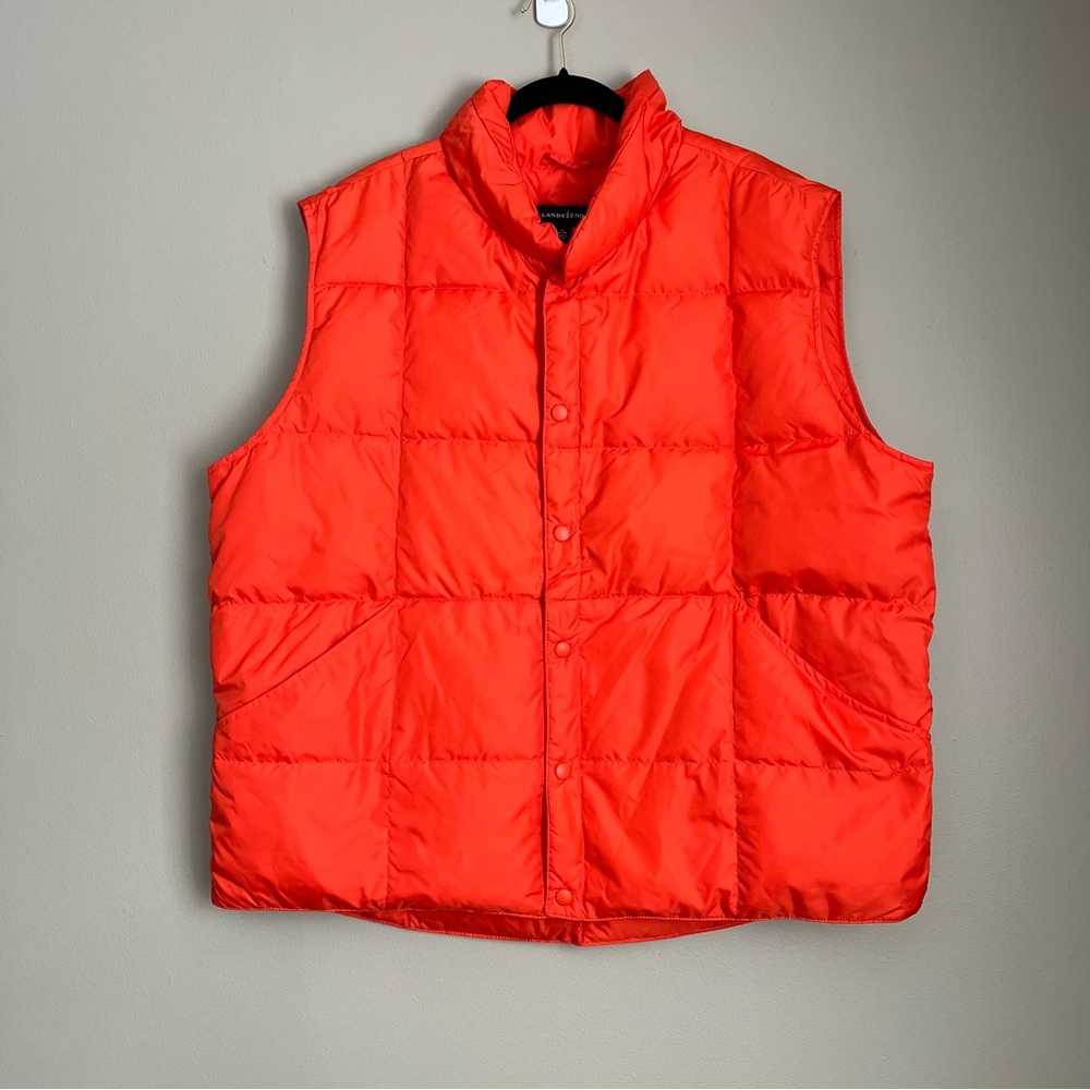 Land’s End Men's XL Orange Goose Down Puffer Vest Gorpcore Streetwear Warm